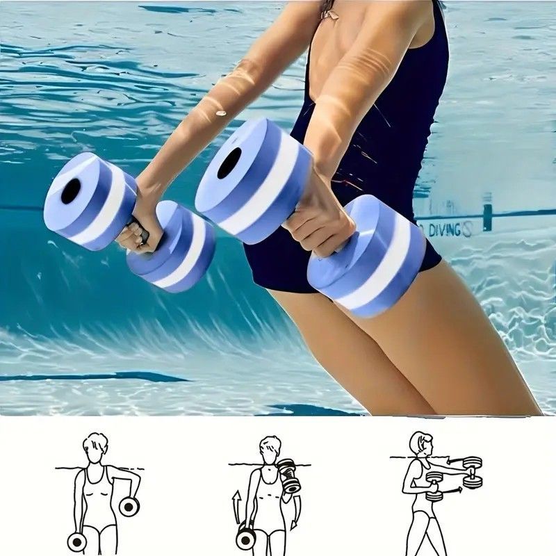 2-Pack Water Fitness Barbell, EVA Foam Dumbbell for Water Aerobic Exercise, Universal PE Material