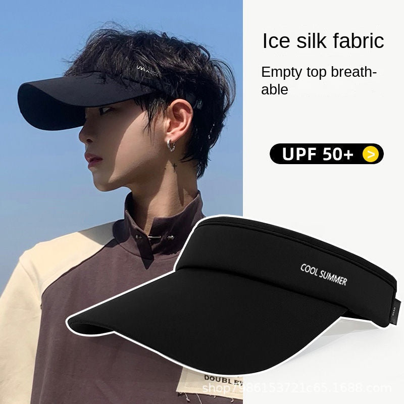 Sun Hat Men's New Summer Sun-Proof Face-Looking Small Uv-Proof Sun Hat Running Sports Peaked Cap Topless Hat