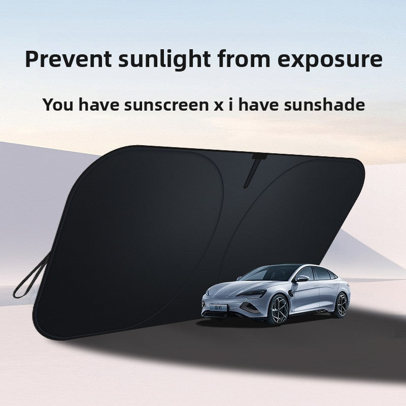 Summer Car Sunshade Silver Coated Cloth Sun Protection Car Heat Insulation Car Interior Anti-Glare Sunshade Curtain Front Sunshade