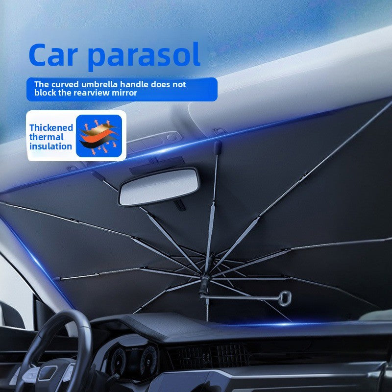 New Black Gold Car Sunshade Umbrella Front Windshield Titanium Sun Protection Heat Insulation Sunshade Car Sunshade Curtain Accessories
