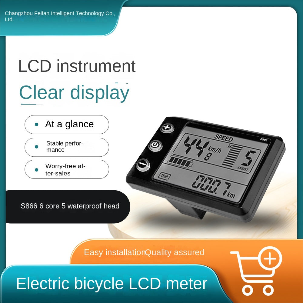 Mountain Bike Lithium Battery Modification Parts LCD-S866 Electric Scooter LCD Display/6-Core Waterproof Connector