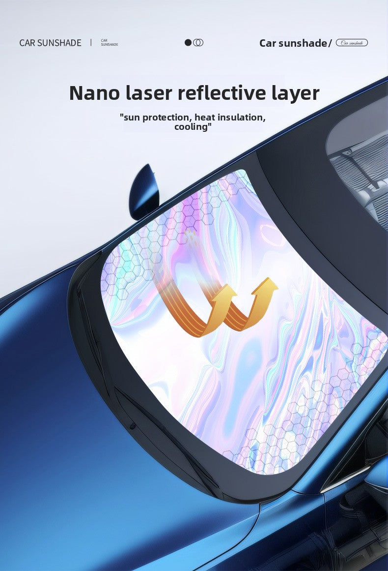New Car Laser Sunshade Curtain Sun Protection Heat Insulation Front Windshield Titanium Silver Car Mirror Reflective Shade