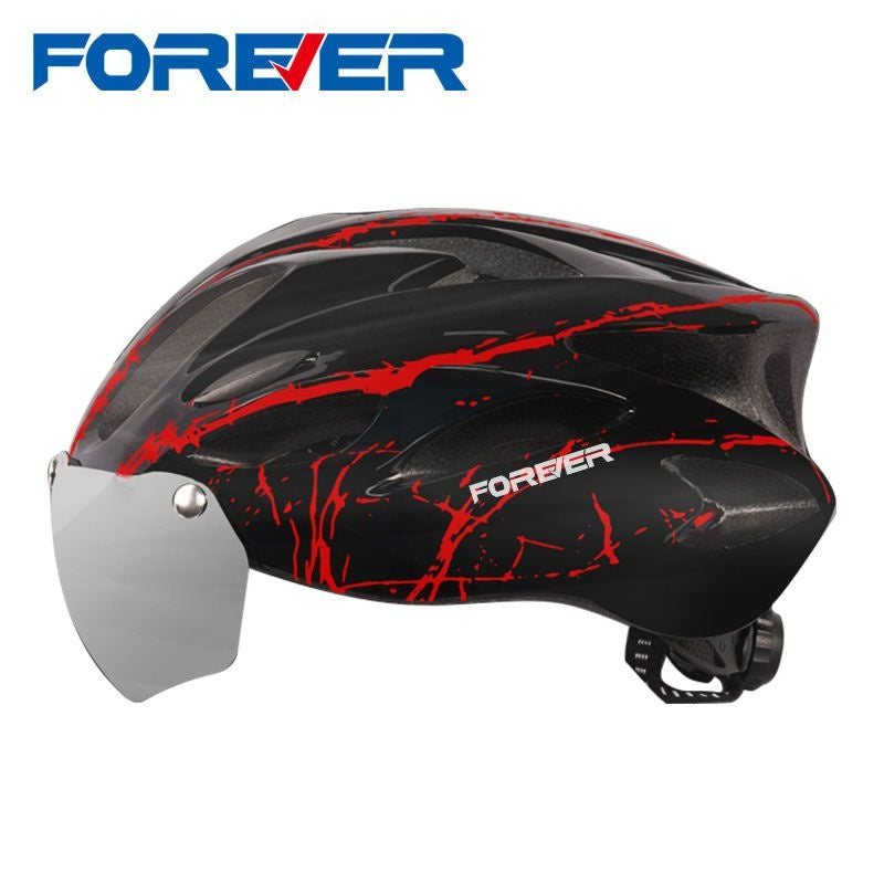 Permanent Riding Helmet Men's and Women's Mountain Bike Magnetic Suction Goggles Can Wear Myopia Glasses Bicycle Take-out Helmet