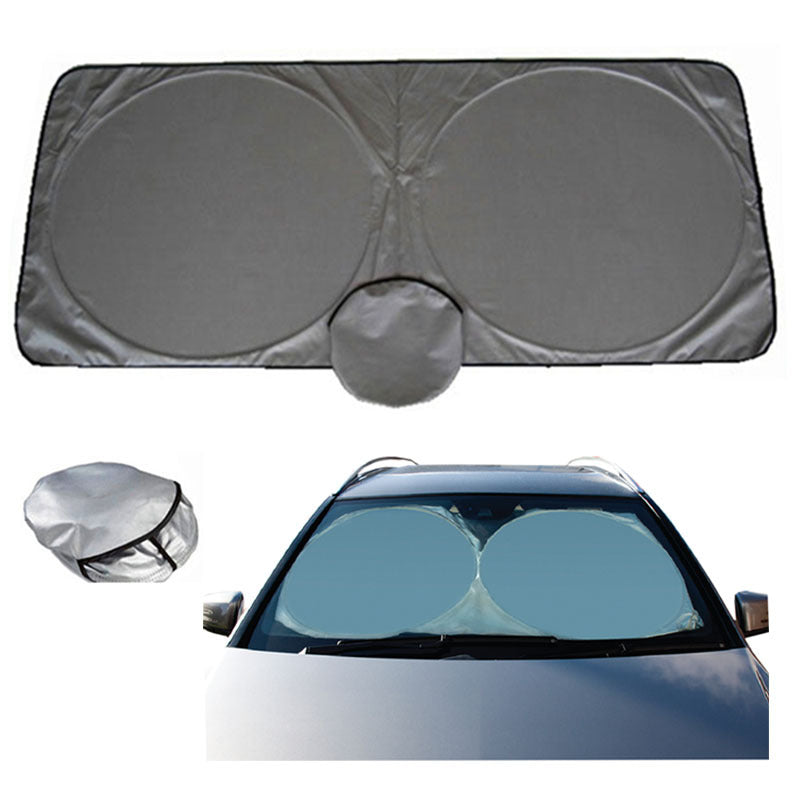 Car Sunshade Silver Coated Cloth Front Sunshade Double Circle Car Curtain Car Front Sunshade Sun Protection Front Sunshade