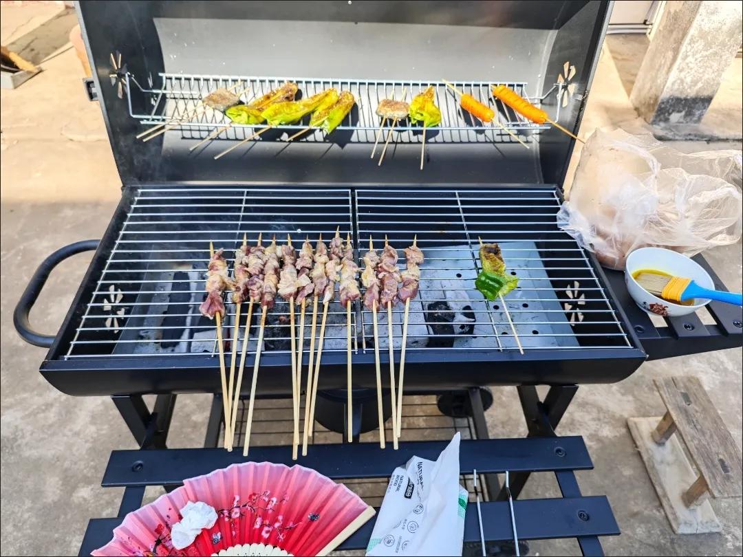 Outdoor Garden charcoal BBQ grill SCB-23 with Electric grill fork