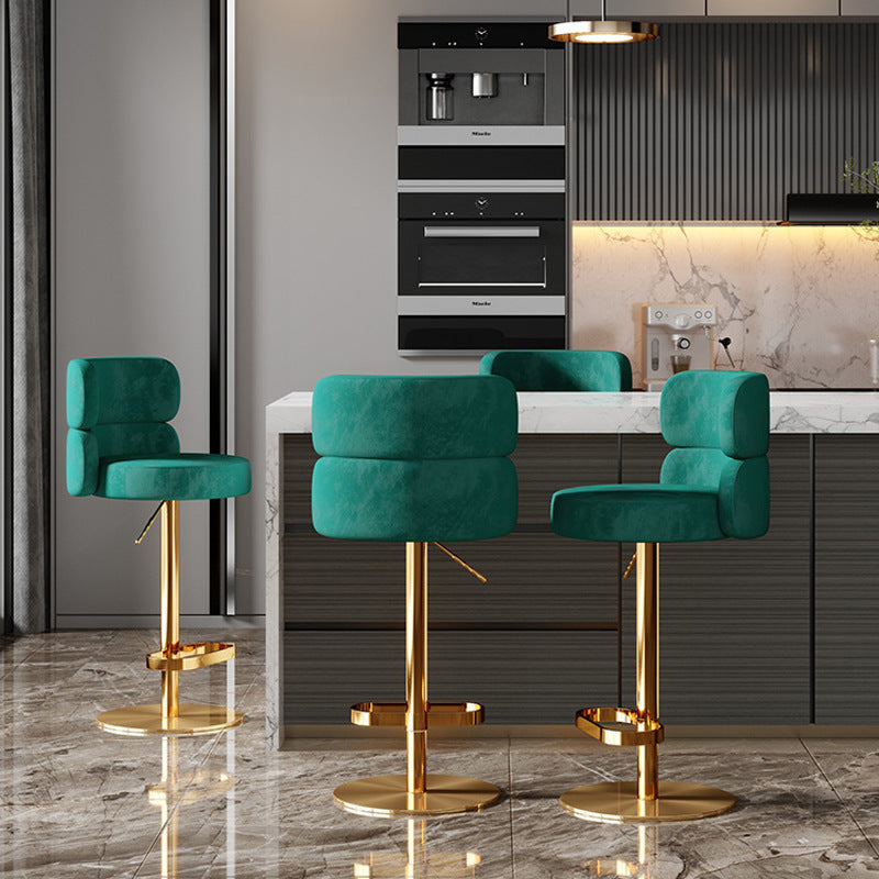 Light Luxury Metal High-End Bar Stool with Adjustable Height, Swivel Backrest, Suitable for Home and Bar Use, High-End Bar Stool Chair