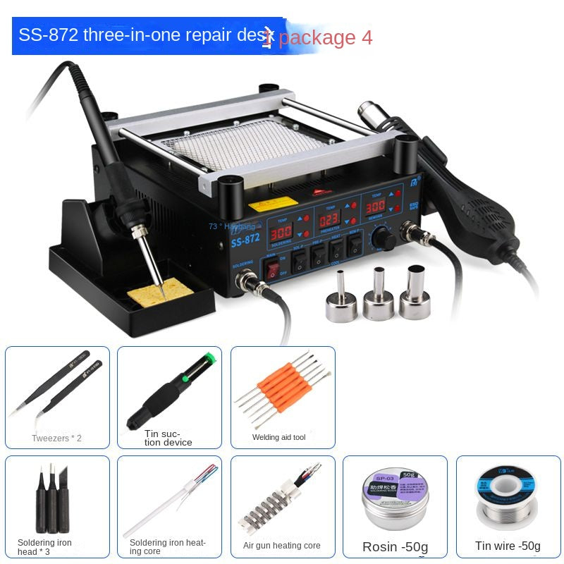 SS-872 PCB infrared preheating table Heating table BGA repair table Hot air gun welding table 3-in-1 thermostatic electric chromite set