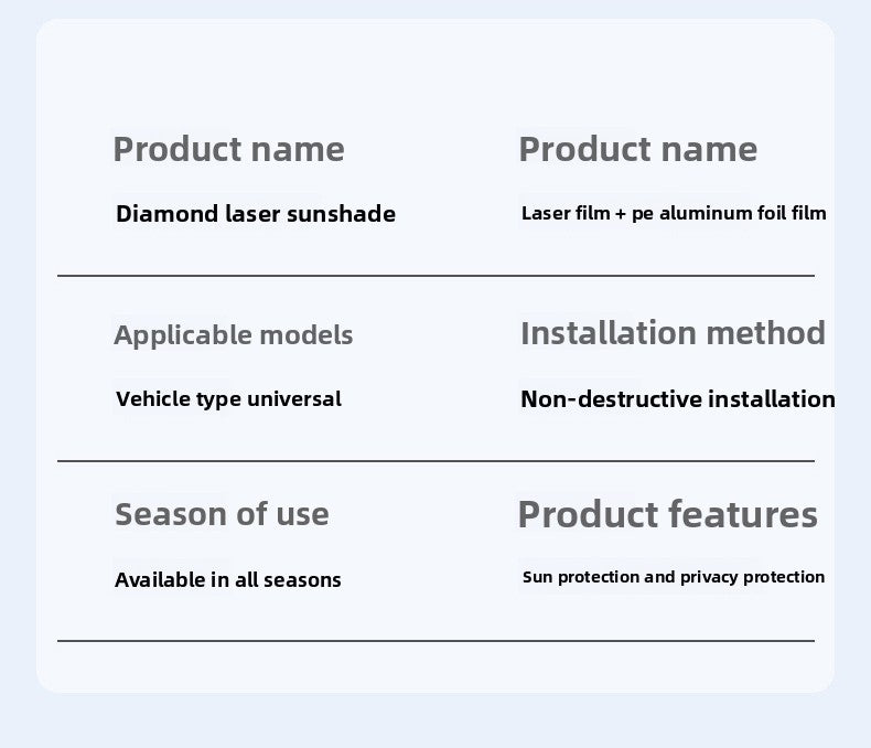 Laser Sunshade Car Sunshade Sunshade Front Windshield Sunshade Summer Supplies Front Sunshade Heat Insulation