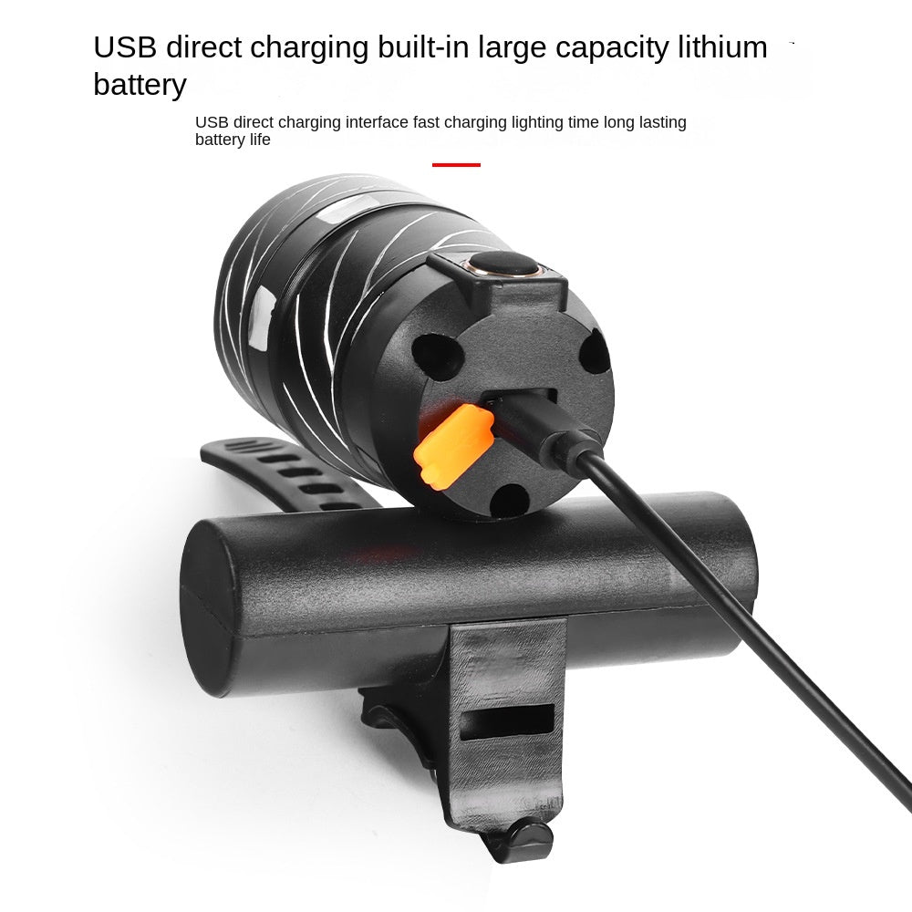 Self-Driving Headlight T6 Night Riding Power Torch Mountain Bike USB Charging Headlight Long-Range Bicycle Accessories