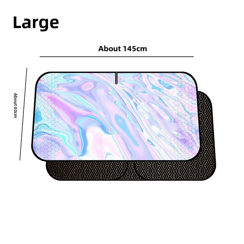 New Car Laser Sunshade Curtain Sun Protection Heat Insulation Front Windshield Titanium Silver Car Mirror Reflective Shade