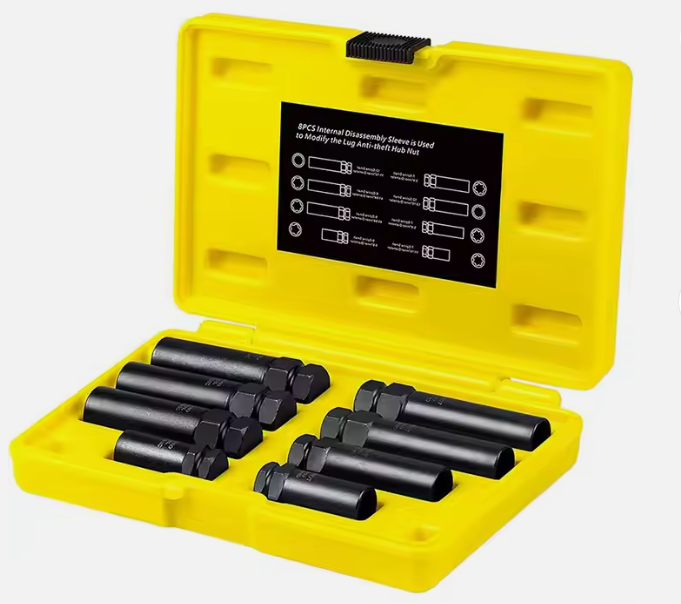 8-Piece Locking Lug Master Key Set SAE/Metric Inner Wheel Lock Removal Kit for Aftermarket and Wheels Tire