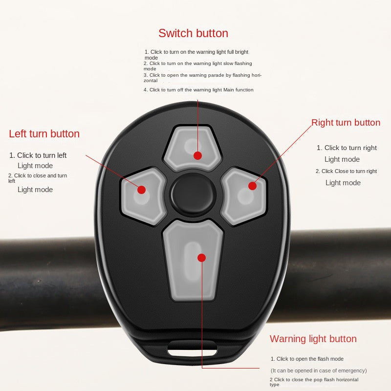 Bicycle Steering Taillight Wireless Remote Control USB Charging Mountain Highway Vehicle Night Riding Warning Light Cycling Fixture Light