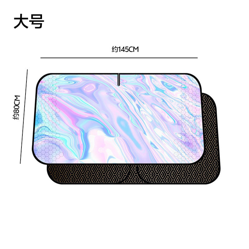 New Car Laser Sunshade Curtain Sun Protection Heat Insulation Front Windshield Titanium Silver Car Mirror Reflective Shade