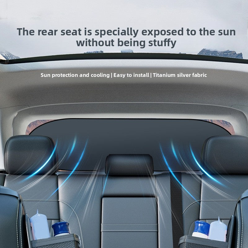 Car Titanium Silver Sunshade Rear Window Shade Curtain Rear Block Sun Protection Heat Insulation Sunshade Cover Car Interior Light Shield Car-mounted Sunshade Block