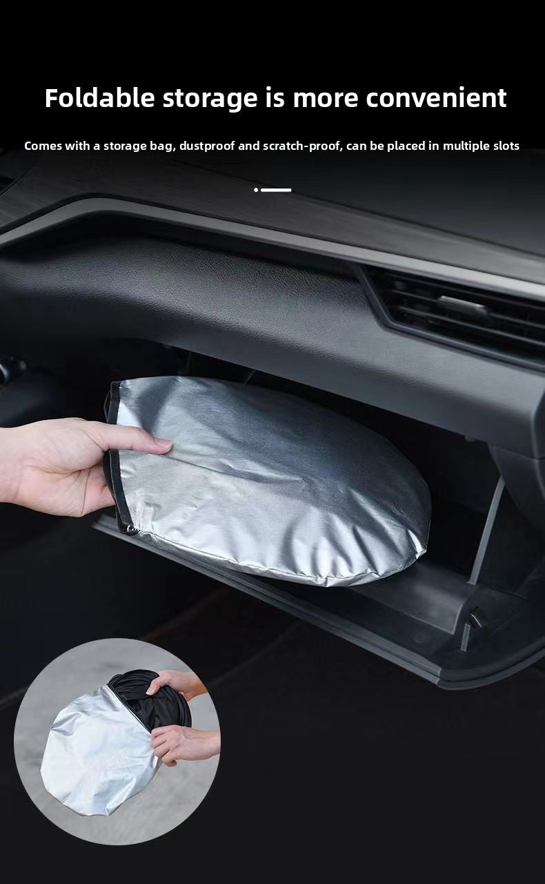 Summer Universal Sunshade Double Circle Car Sunshade Silver Coated Black Glue Sunshade Foldable Car Sun Protection Titanium Silver Cloth
