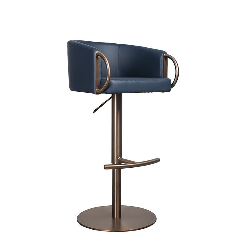 Light Luxury Metal High-End Bar Stool with Adjustable Height, Swivel Backrest, Suitable for Home and Bar Use, High-End Bar Stool Chair