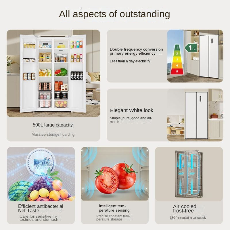 Skyworth 499L First-Class Energy Efficiency Large Capacity Household Refrigerator Double-Door Large Refrigerator Ultra-Thin Embedded Air Cooling Frostless