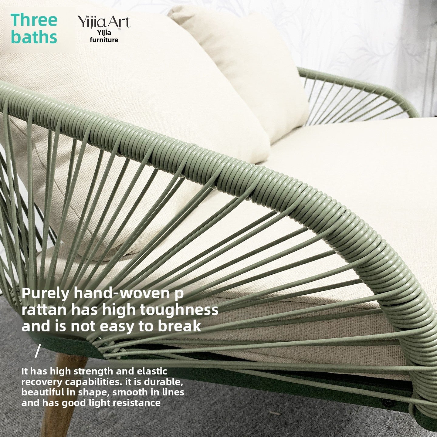 PE Imitation Rattan Sofa Coffee Table and Chair Set Waterproof Sunproof Insectproof Villa Courtyard Balcony Outdoor Leisure Sofa