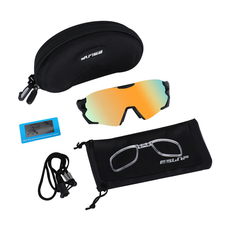 Eslnf Outdoor Pc Sunglasses Men's and Women's Myopia Lens Bicycle Sand-Proof Color-Changing Polarized Glasses for Riding