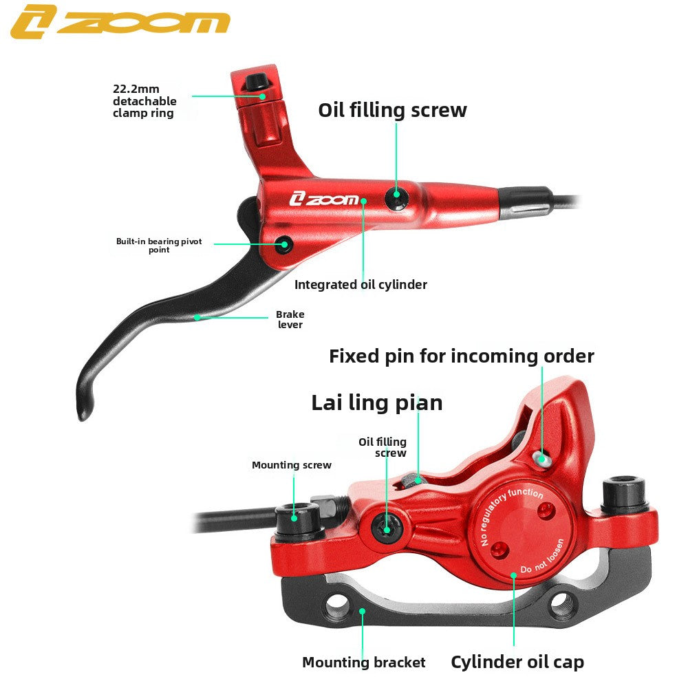 ZOOM HB875 Oil Brake Mountain Bike Oil Disc Hydraulic Disc Brake Bicycle Oil Tube Brake MT200