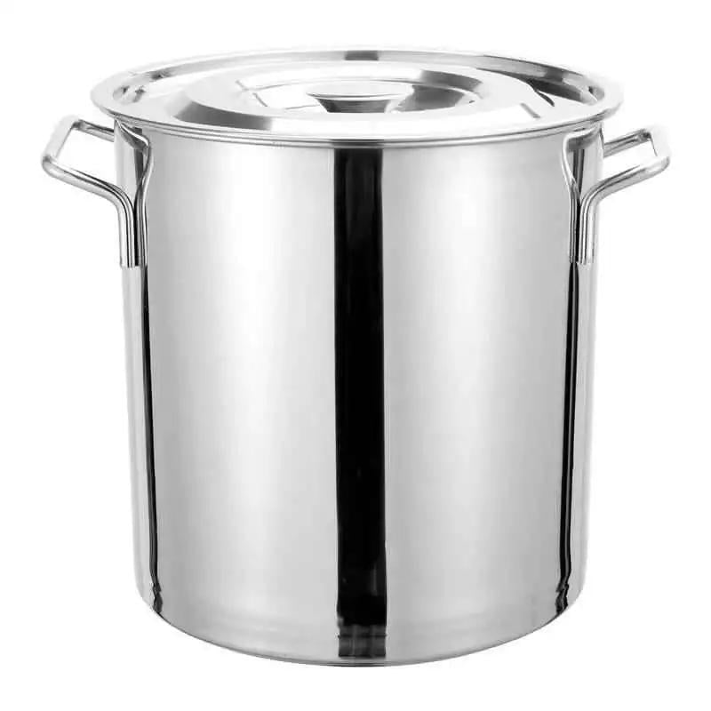 Stainless steel pot Commercial soup bucket with lid soup pot thickened bottom large capacity