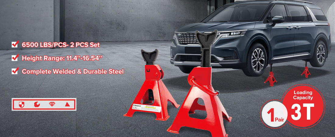 12 Ton Heavy Duty Screw Jack Stands - Industrial Car & Truck Lift