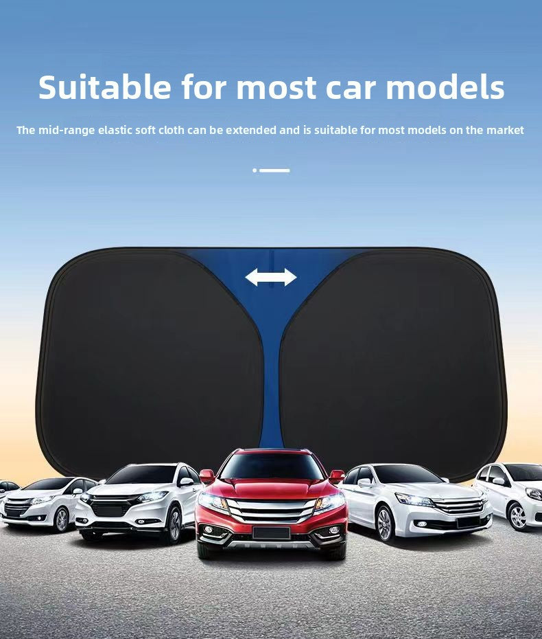 Summer Universal Sunshade Double Circle Car Sunshade Silver Coated Black Glue Sunshade Foldable Car Sun Protection Titanium Silver Cloth