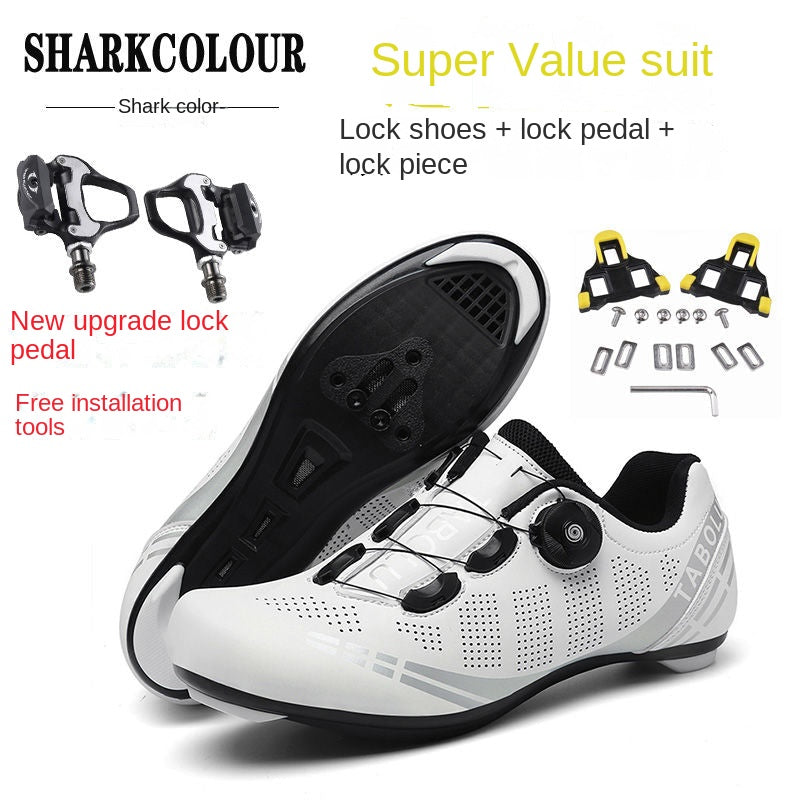 Road Lock Shoes Suit Professional Lock-Free Riding Shoes Men's and Women's Riding Shoes Mountain Lock Shoes Suit Cycling Shoes
