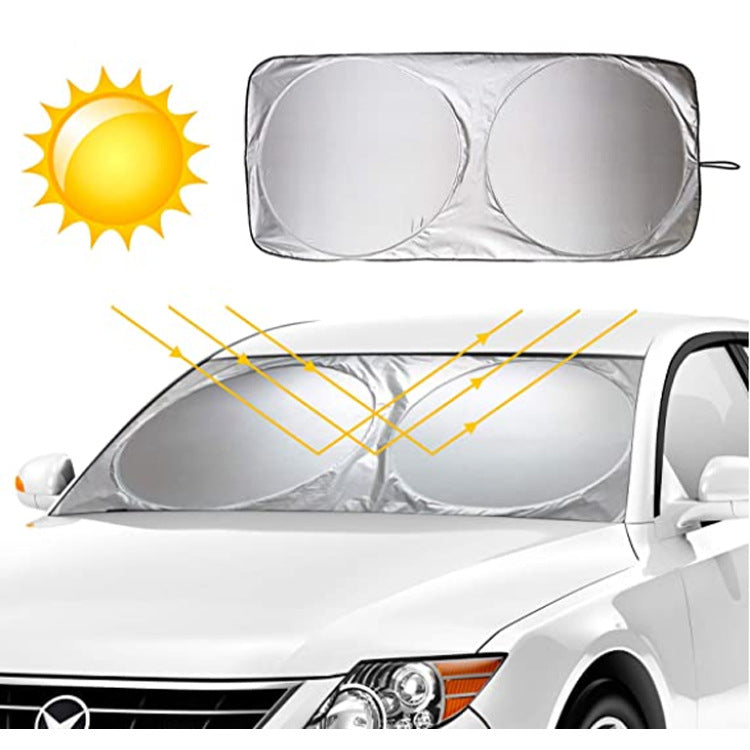 Car Sunshade Silver Coated Cloth Front Sunshade Double Circle Car Curtain Car Front Sunshade Sun Protection Front Sunshade