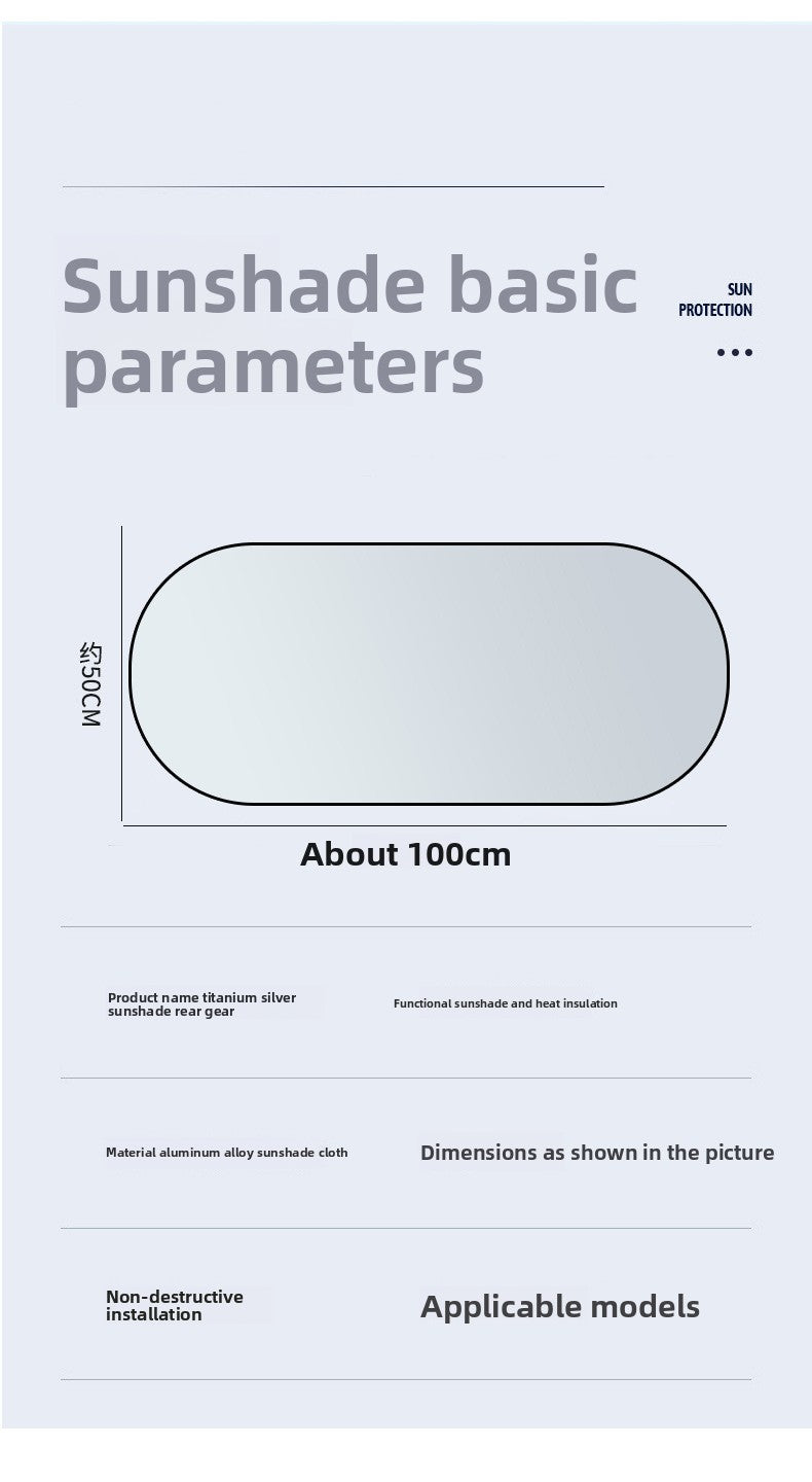 Car Titanium Silver Sunshade Rear Window Shade Curtain Rear Block Sun Protection Heat Insulation Sunshade Cover Car Interior Light Shield Car-mounted Sunshade Block