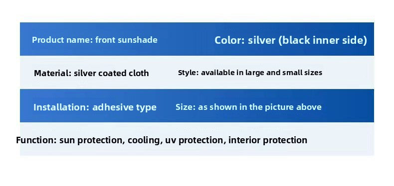 Car Sunshade Umbrella Sun Protection Heat Insulation Silver Coating Anti-Glare Side Window Sunshade Windshield Sunshade Front Shield