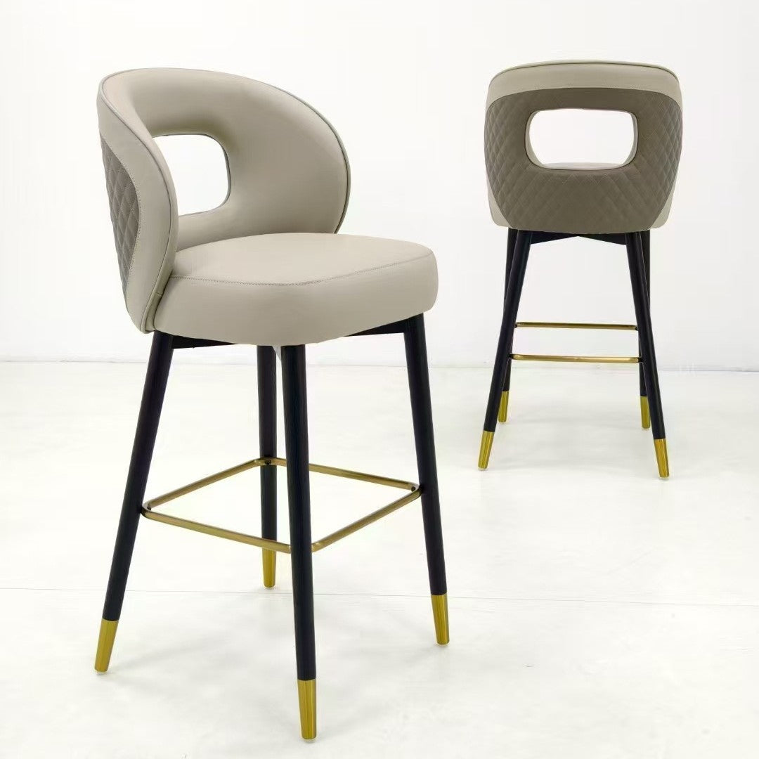 Light Luxury Metal High-End Bar Stool with Adjustable Height, Swivel Backrest, Suitable for Home and Bar Use, High-End Bar Stool Chair