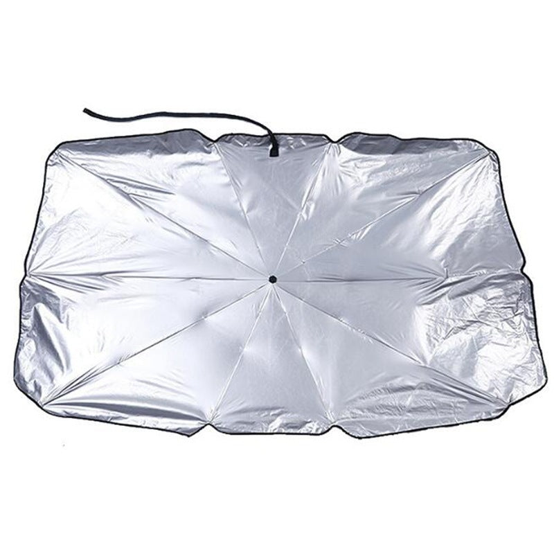 Car Titanium Silver Cloth Sunshade Umbrella Heat Insulation Sunshade Windshield Folding Telescopic Sunshade Umbrella for Car