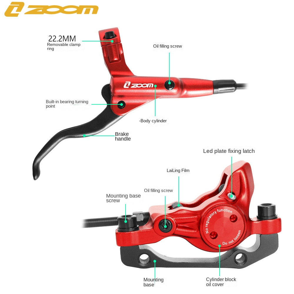 ZOOM HB875 Oil Brake Mountain Bike Oil Disc Hydraulic Disc Brake Bicycle Oil Tube Brake MT200