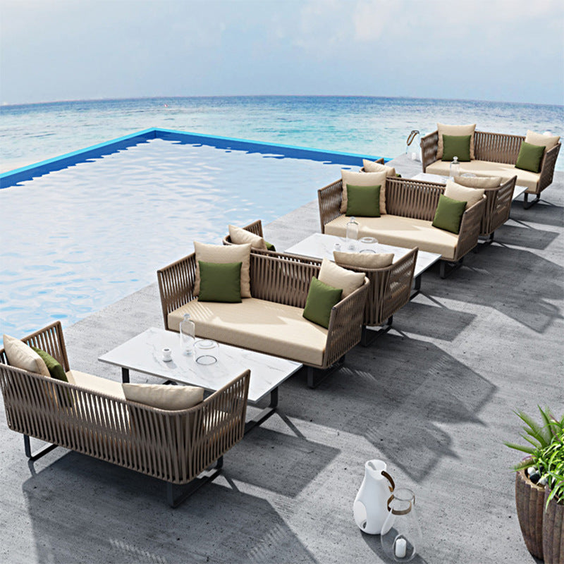 Outdoor Sofa Villa Courtyard Balcony Homestay Hotel Bar Coffee Restaurant Outdoor Waterproof Rattan Chair Set
