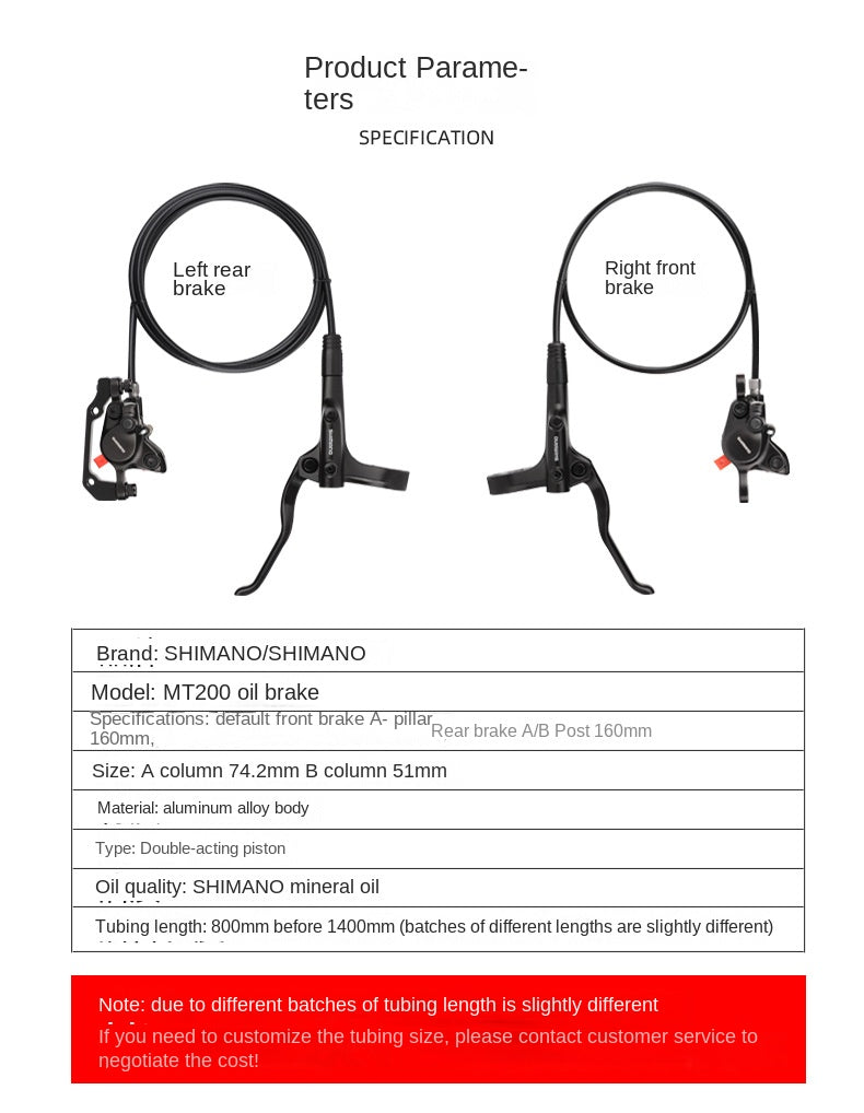 SHIMANO MT200 M396 Oil Brake Mountain Bike Hydraulic Disc Brake Folding Bike Oil Brake