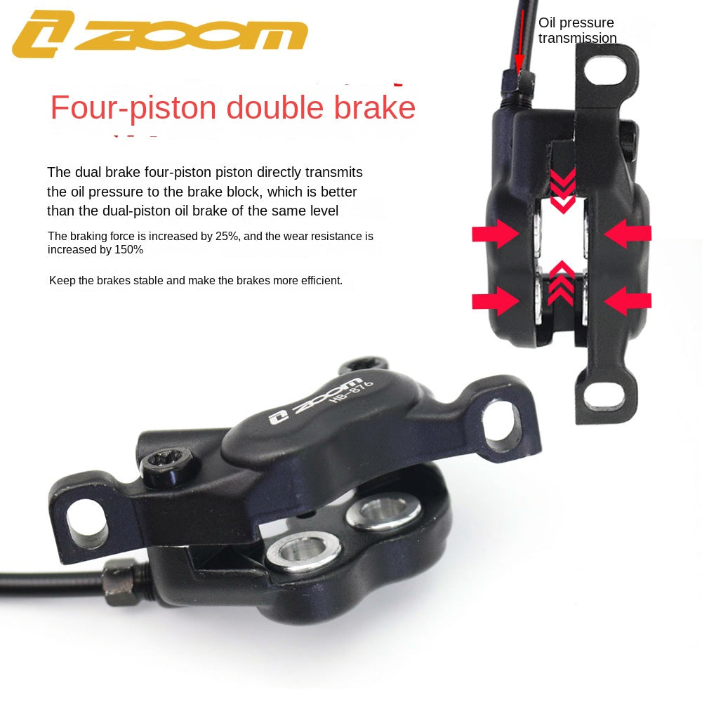 ZOOMHB876 Four-Piston Oil Brake Mountain Bike Front and Rear Oil Disc Brake Pads Disc Bilateral Brake Hydraulic Brake