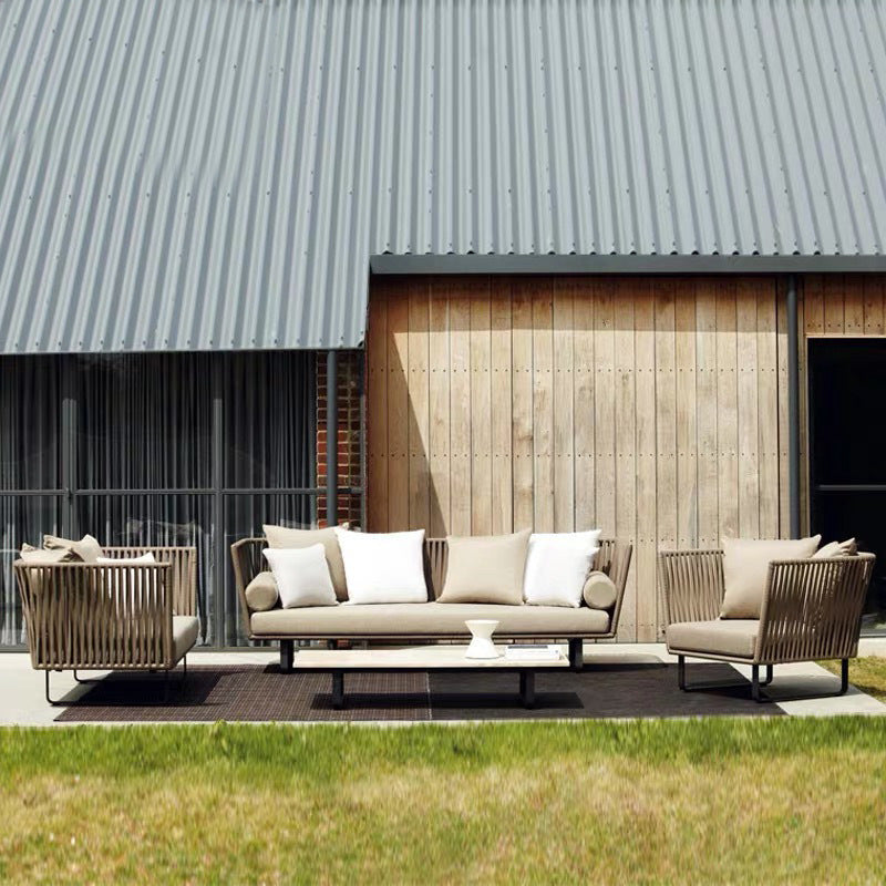 Outdoor Sofa Sunproof Waterproof Leisure Living Room Balcony Outdoor Courtyard Coffee Table Three-Person Rattan Furniture Homestay Rattan Chair