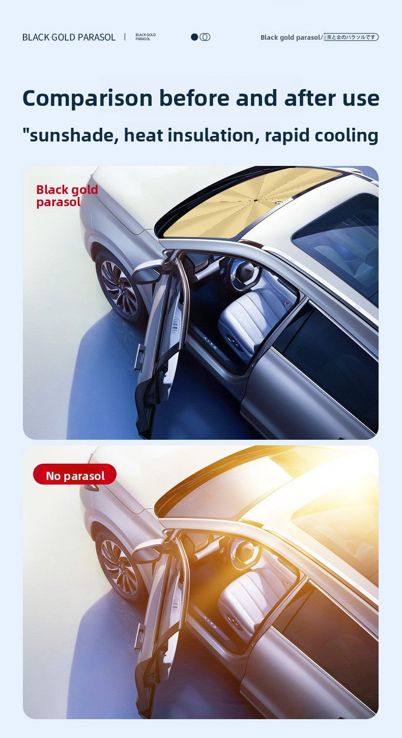 New Black Gold Car Sunshade Umbrella Front Windshield Titanium Sun Protection Heat Insulation Sunshade Car Sunshade Curtain Accessories