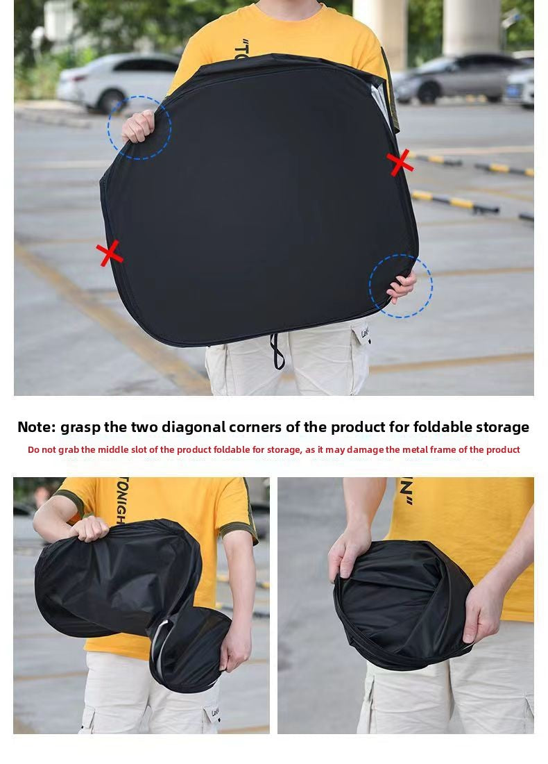 Summer Universal Sunshade Double Circle Car Sunshade Silver Coated Black Glue Sunshade Foldable Car Sun Protection Titanium Silver Cloth