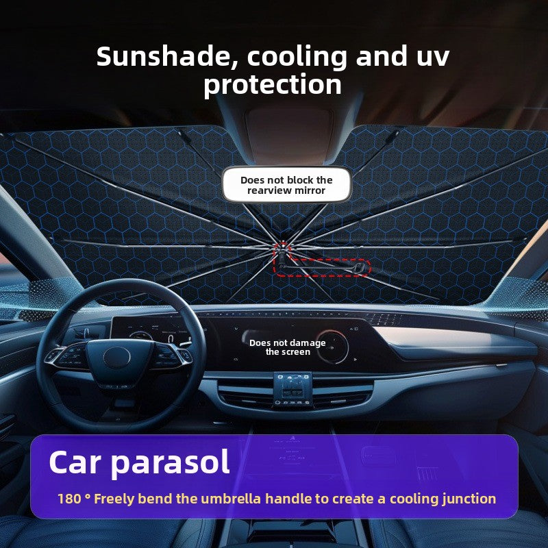 New Black Gold Car Sunshade Umbrella Front Windshield Titanium Sun Protection Heat Insulation Sunshade Car Sunshade Curtain Accessories