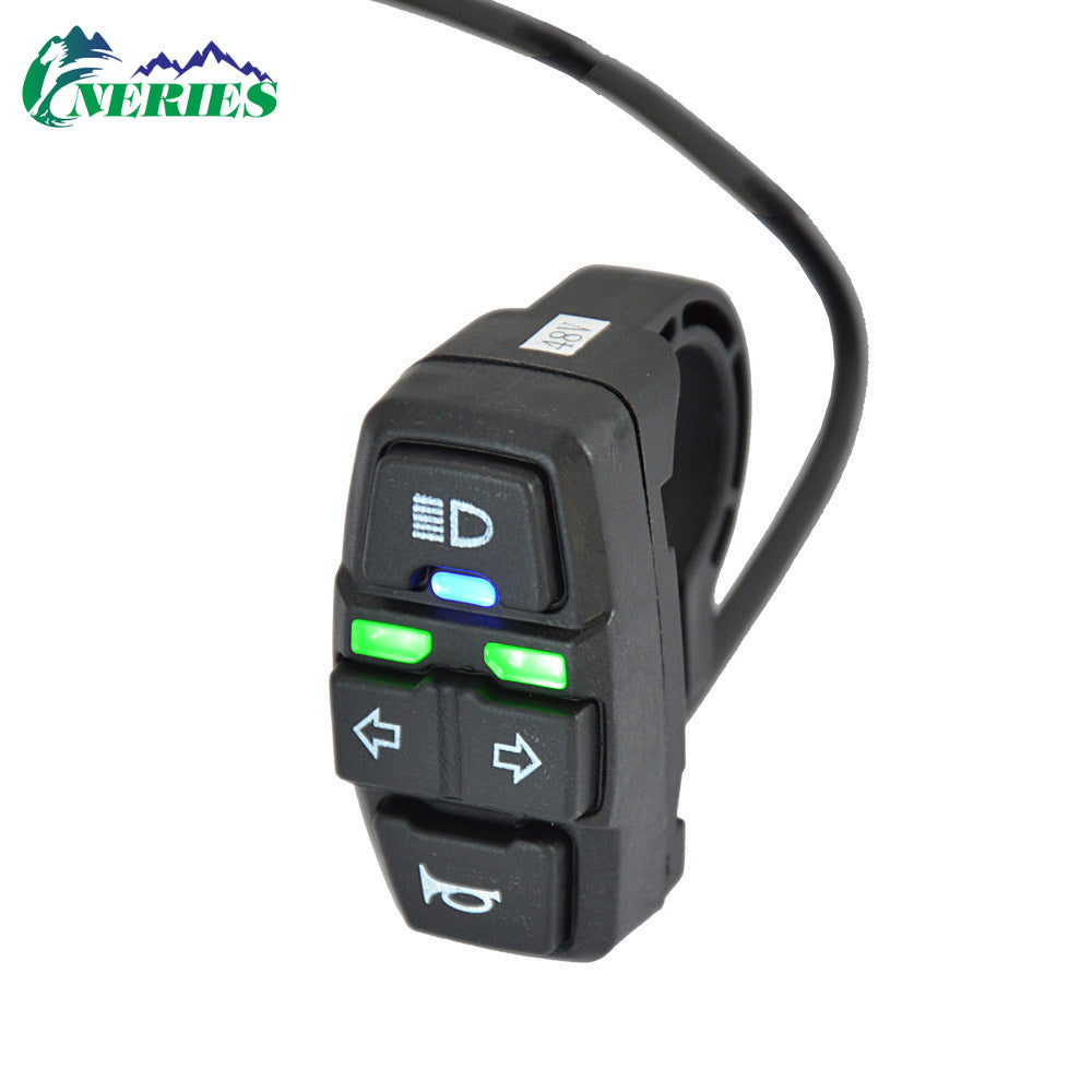 Electric Bicycle High Brightness Front Light Tail Light Brake Turn Signal Combination Five-Star Switch Button Scooter Modification Parts