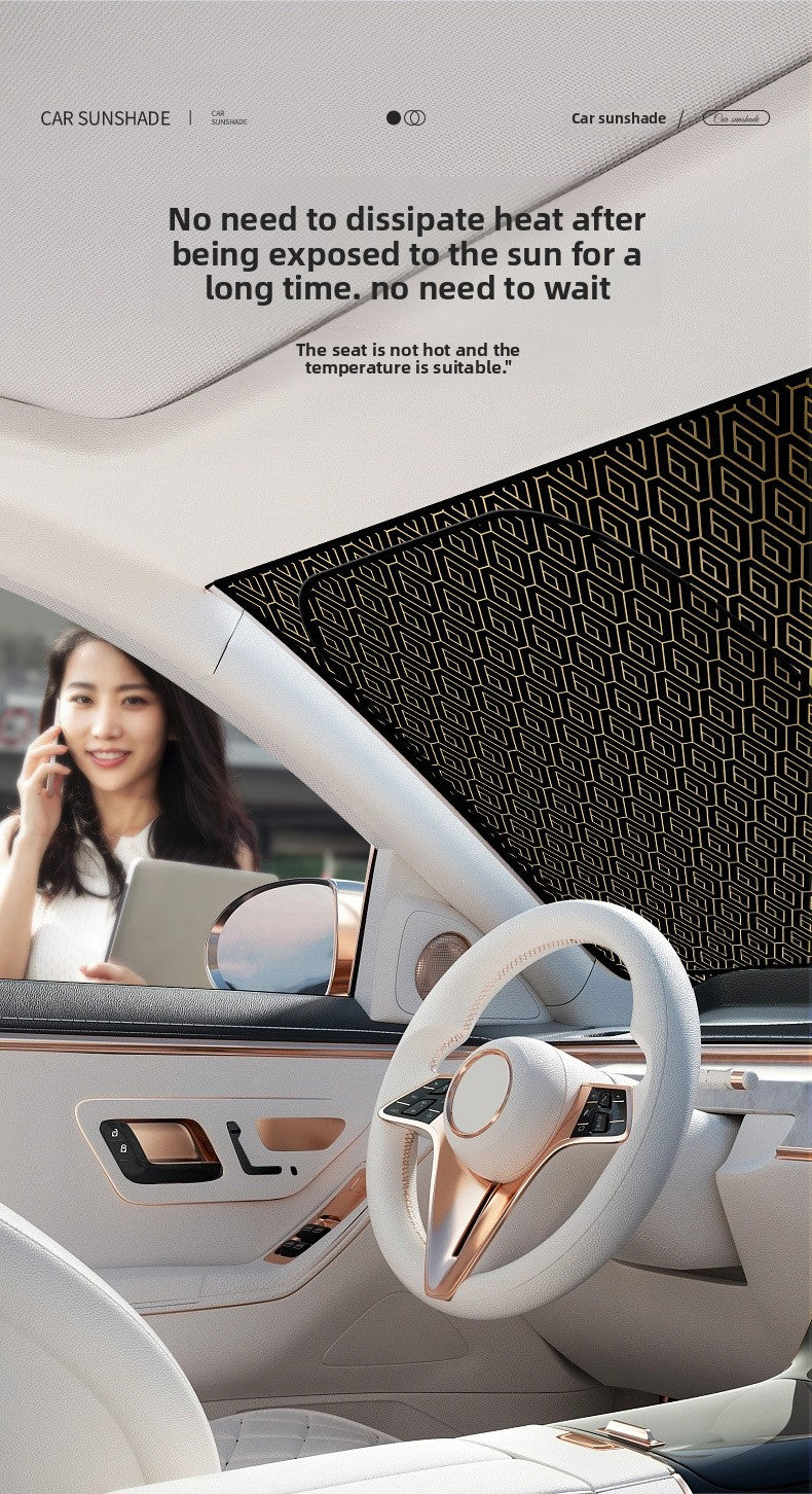 New Car Laser Sunshade Curtain Sun Protection Heat Insulation Front Windshield Titanium Silver Car Mirror Reflective Shade