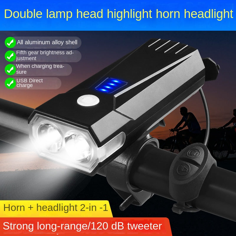 Mountain Bicycle Lights Night Riding Lights Bright 600 Lumen USB Charging Outdoor Waterproof Horn Light Bicycle Light Headlight