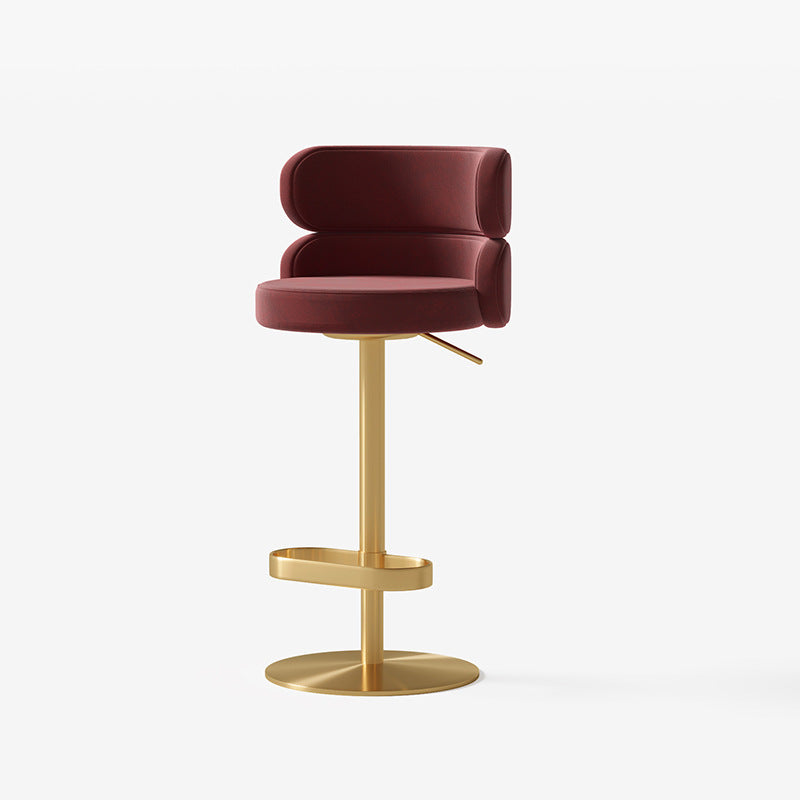 Light Luxury Metal High-End Bar Stool with Adjustable Height, Swivel Backrest, Suitable for Home and Bar Use, High-End Bar Stool Chair