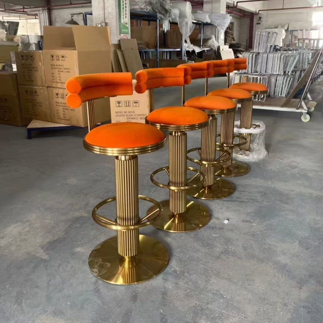 Light Luxury Metal High-End Bar Stool with Adjustable Height, Swivel Backrest, Suitable for Home and Bar Use, High-End Bar Stool Chair