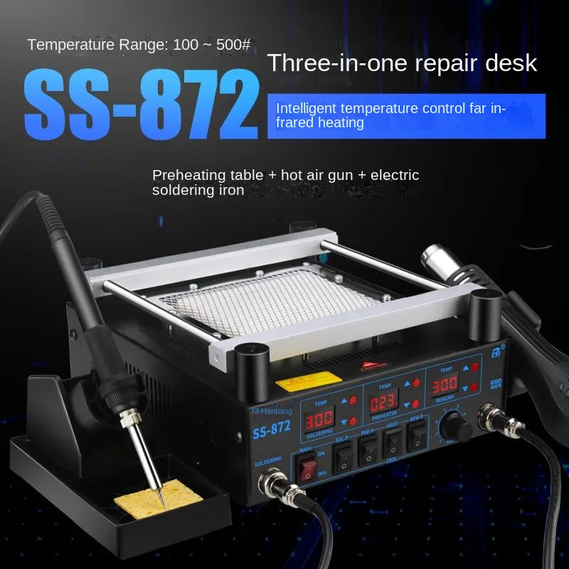 SS-872 PCB infrared preheating table Heating table BGA repair table Hot air gun welding table 3-in-1 thermostatic electric chromite set
