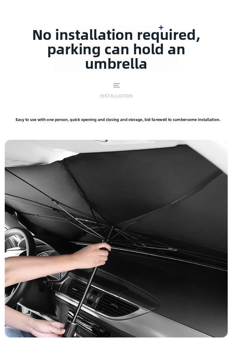 Car Titanium Silver Cloth Sunshade Umbrella Heat Insulation Sunshade Windshield Folding Telescopic Sunshade Umbrella for Car