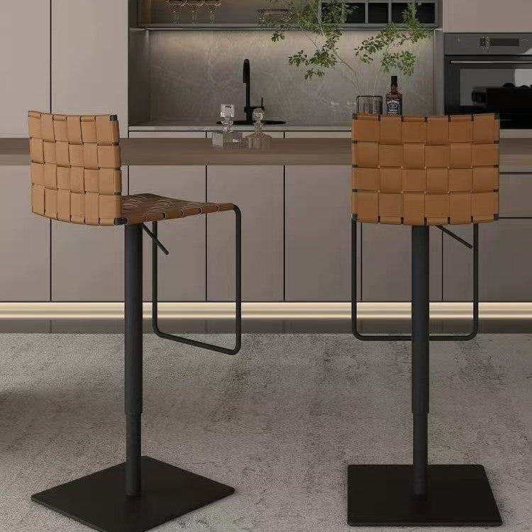 Light Luxury Metal High-End Bar Stool with Adjustable Height, Swivel Backrest, Suitable for Home and Bar Use, High-End Bar Stool Chair