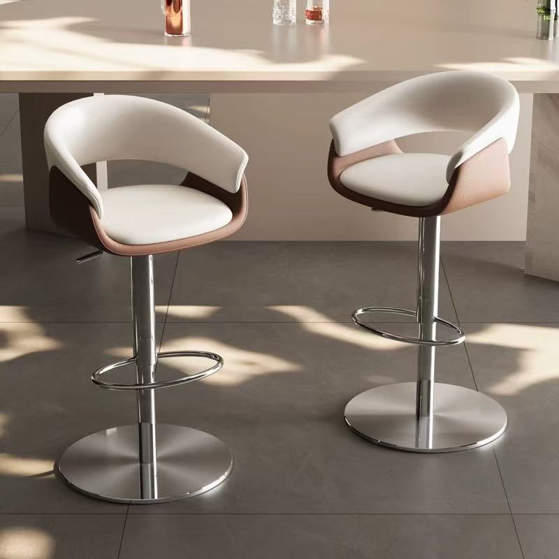 Light Luxury Metal High-End Bar Stool with Adjustable Height, Swivel Backrest, Suitable for Home and Bar Use, High-End Bar Stool Chair